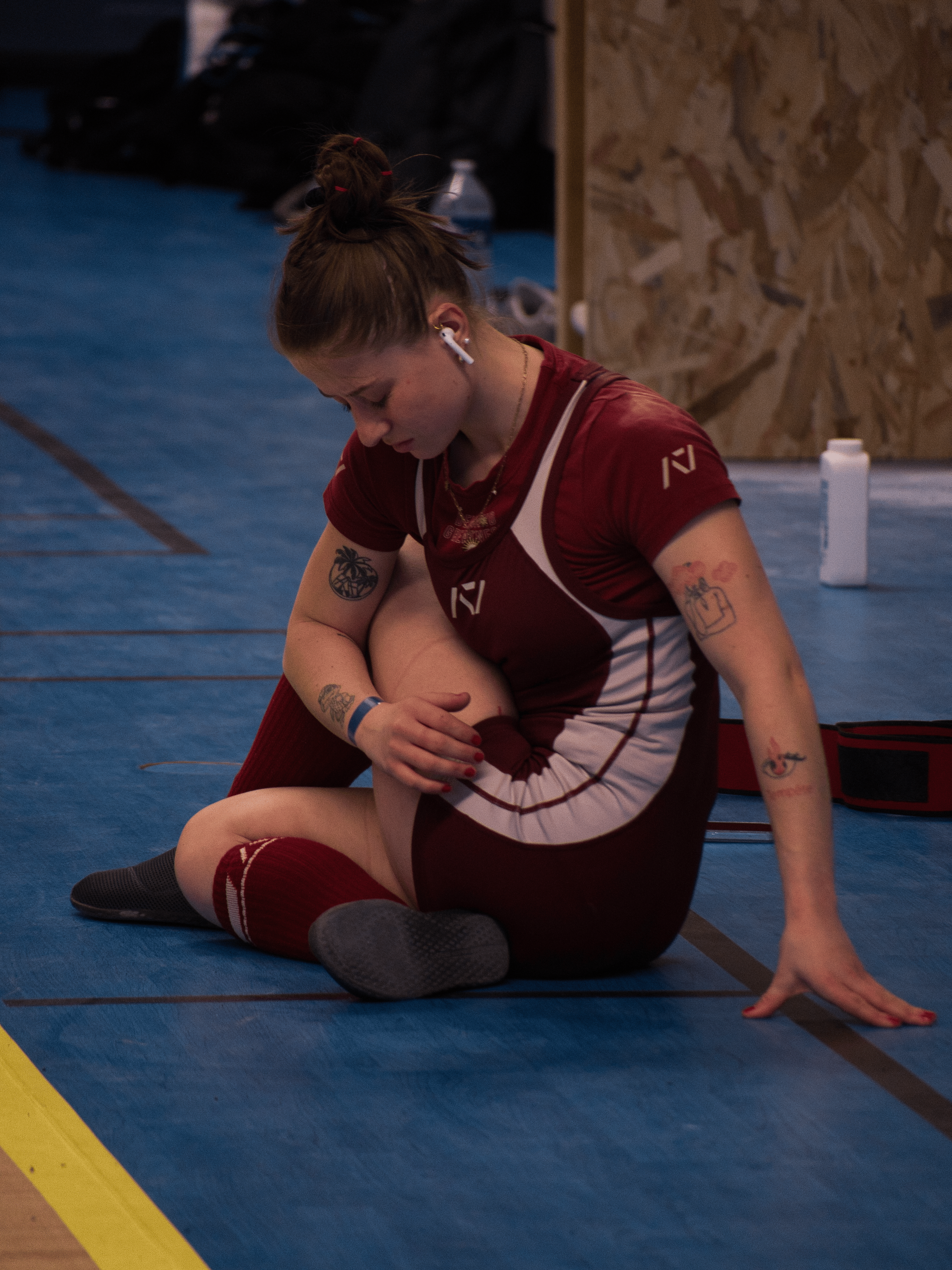 women athlete stretching